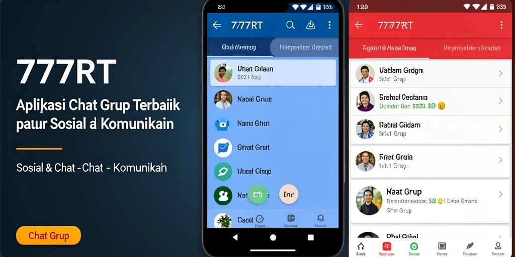 Tampilan antarmuka pengguna 777RT dengan fitur Chat Grup yang intuitif.
