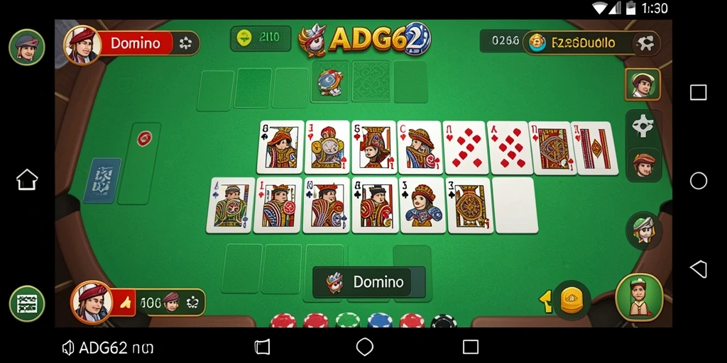 Antarmuka permainan Domino yang menarik dan interaktif.