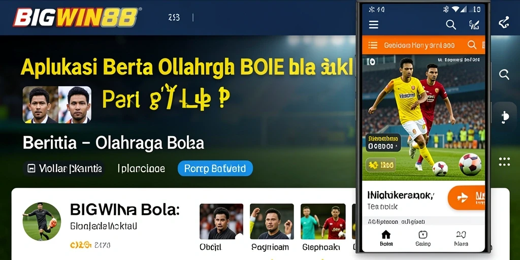 Antarmuka aplikasi BIGWIN88 dengan berita olahraga bola terkini.