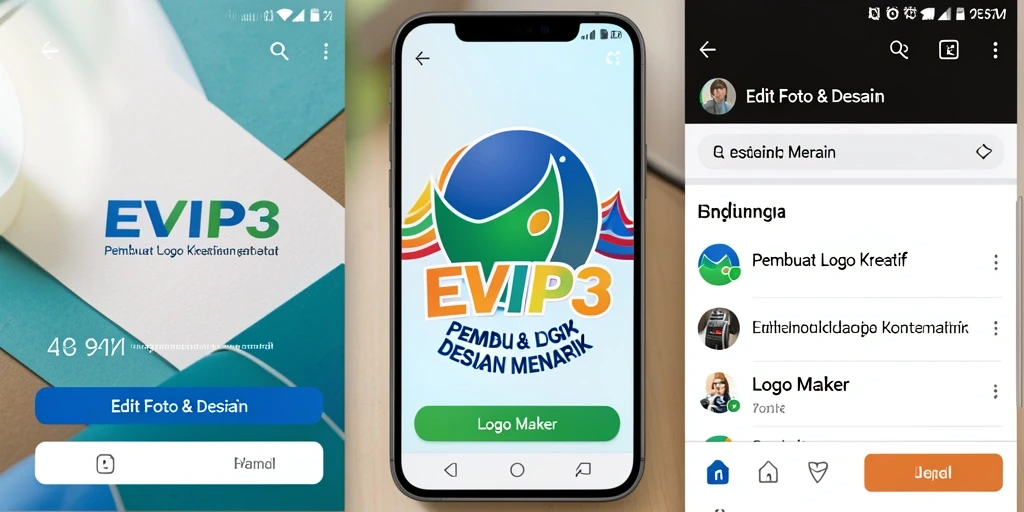 Tampilan antarmuka EVIP3 yang bersih dan fungsional untuk Logo Maker.