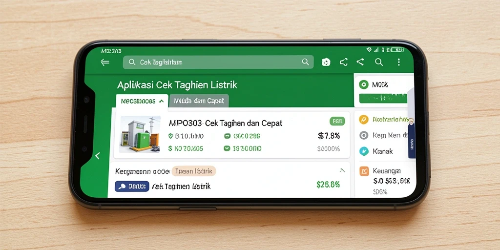 Tampilan antarmuka MPO303 dengan fitur cek tagihan listrik.