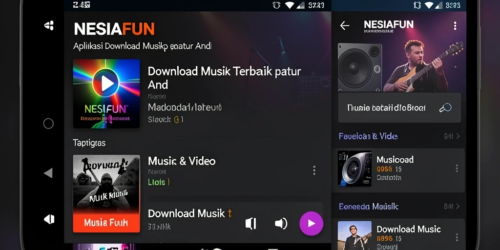 Antarmuka NESIAFUN yang sederhana untuk Download Musik.