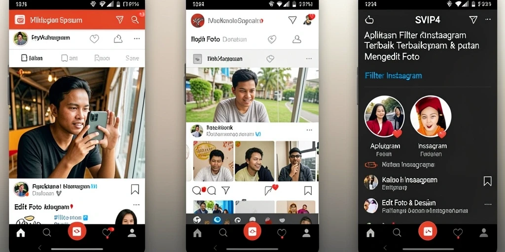 Antarmuka SVIP4 yang sederhana dengan pilihan filter Instagram yang menarik.