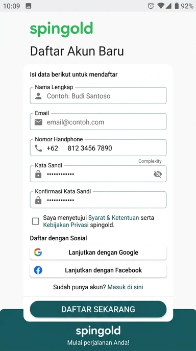 Buat Akun Baru di Spingold dengan Mudah